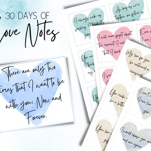 30 dagen liefdesbriefjes | Liefdesbriefjes om hem of haar achter te laten | Afdrukbare liefdesbriefjes voor koppels | Relatie liefdesbriefjes om af te drukken