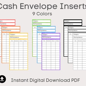 Cash Envelope Inserts