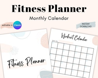 Monthly Workout Planner, Printable Fitness Planner, Workout Log Printable, Monthly Workout Calendar, Fitness Tracker