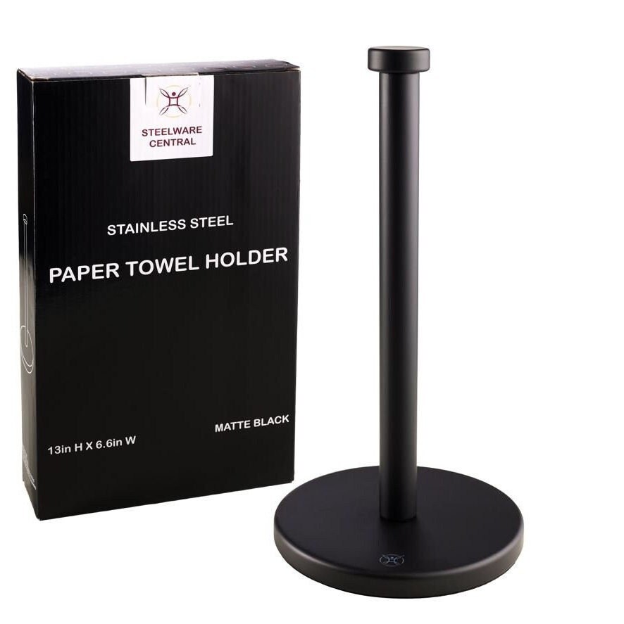 Black Paper Towel Holder Modern Etsy