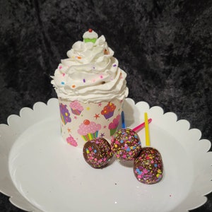 Birthday Celebration Faux Cupcake & Chocolate Covered Marshmallows