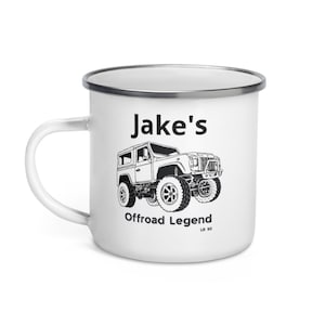 Personalised Land Rover Defender 90  Enamel Mug |  Camping Gift | Classic Land Rover | Camping Mug