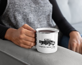 Taza esmaltada Chevrolet 3100: Las leyendas nunca mueren, regalo para acampar