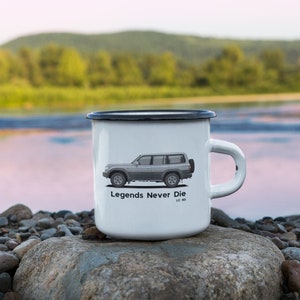 Toyota Land Cruiser 80 Series | Enamel Mug | Toyota Land Cruiser 4x4 | Legends Never Die | Gift Mug | Camping Mug