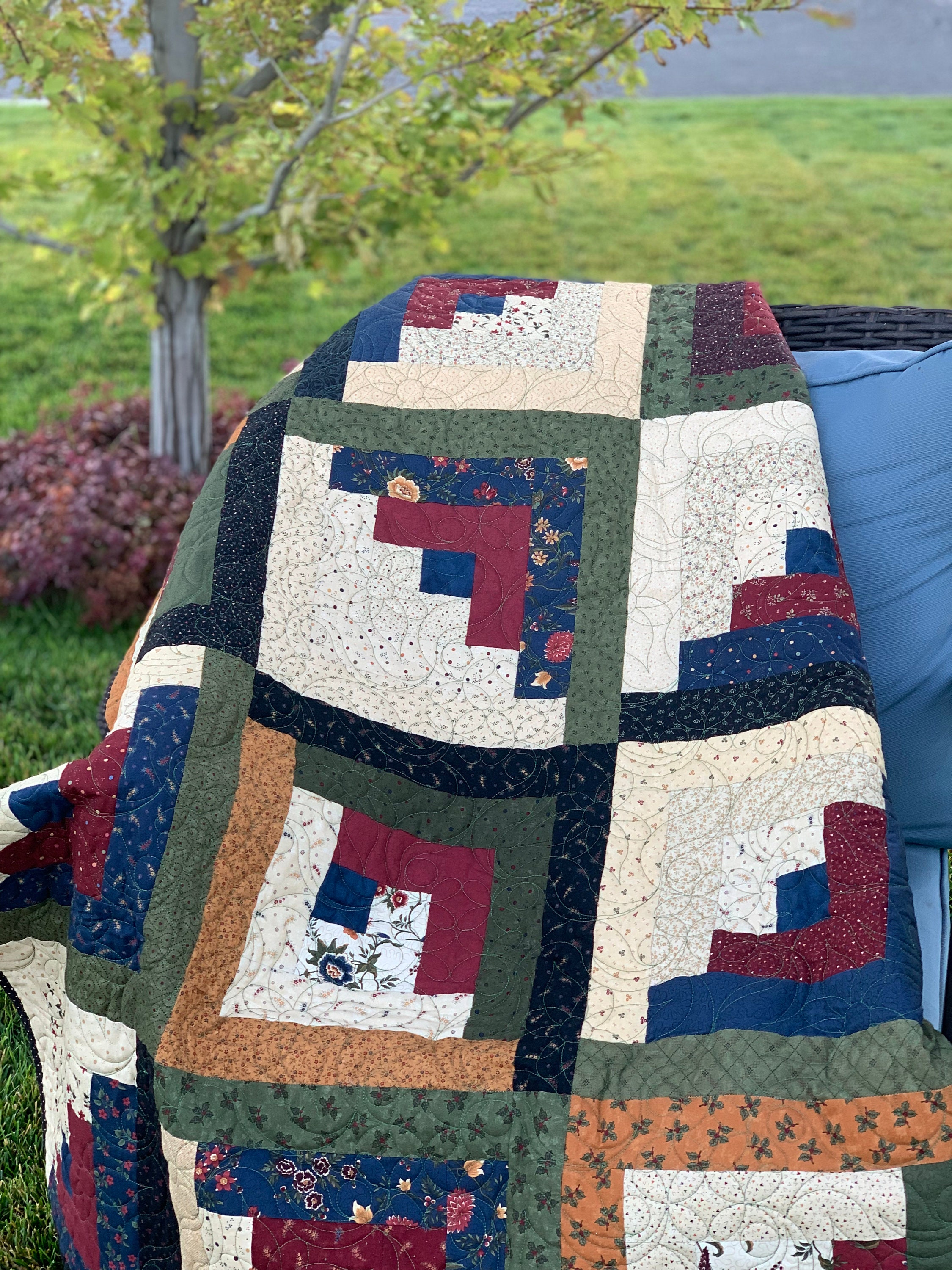 Handmade Log Cabin Quilt Etsy