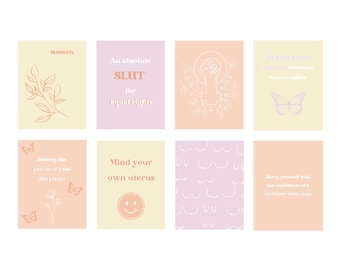 Pastel Feminist Wall Art Set Digital Download | Cheap Printable Wall Decor | Feminism | Gift for Feminist | Funny Feminist Quotes | Colorful