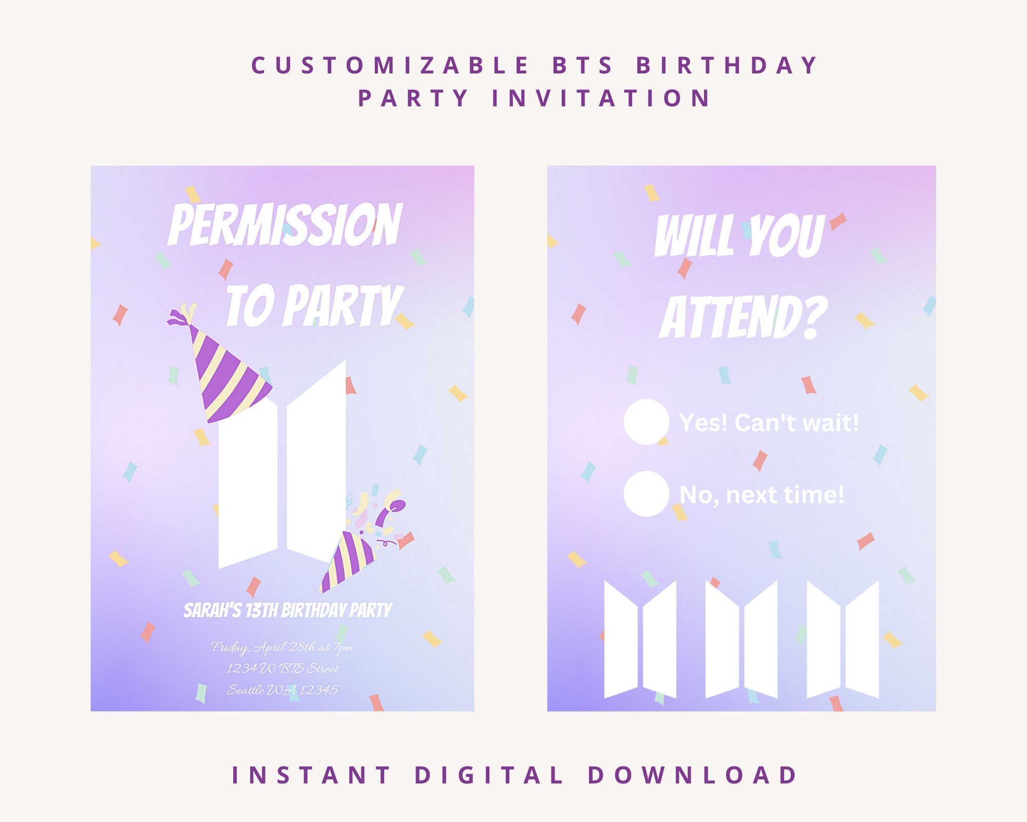 bts-permission-to-dance-themed-birthday-invitation-template-template-digital-download-printable-and-customized-bt21-party-invitation-etsy for Bts Birthday Card Printable Free BTS Permission to Dance Themed Birthday Invitation Template | Template Digital Download | Printable and Customized | BT21 Party Invitation - Etsy for Bts Birthday Card Printable Free