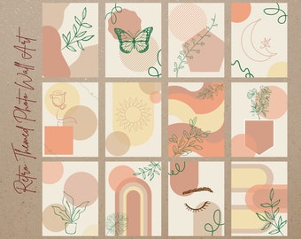 Retro Vintage Wall Art Set Digital Download with 3 FREE Prints | Printable Wall Art Set | Mid Century Modern Aesthetic | Boho Aesthetic