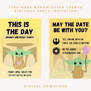 Star Wars Mandalorian Birthday Party Invitation Template