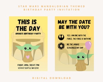 Star Wars Mandalorian Birthday Party Invitation Template