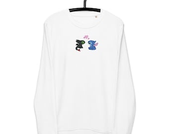 Stitch and Ohnezahn Unisex Sweatshirt mit Rundhalsausschnitt | Süßer liebenswerter Film Charakter Hoodie | Drachenzähmen leicht gemacht x Lilo und Stitch
