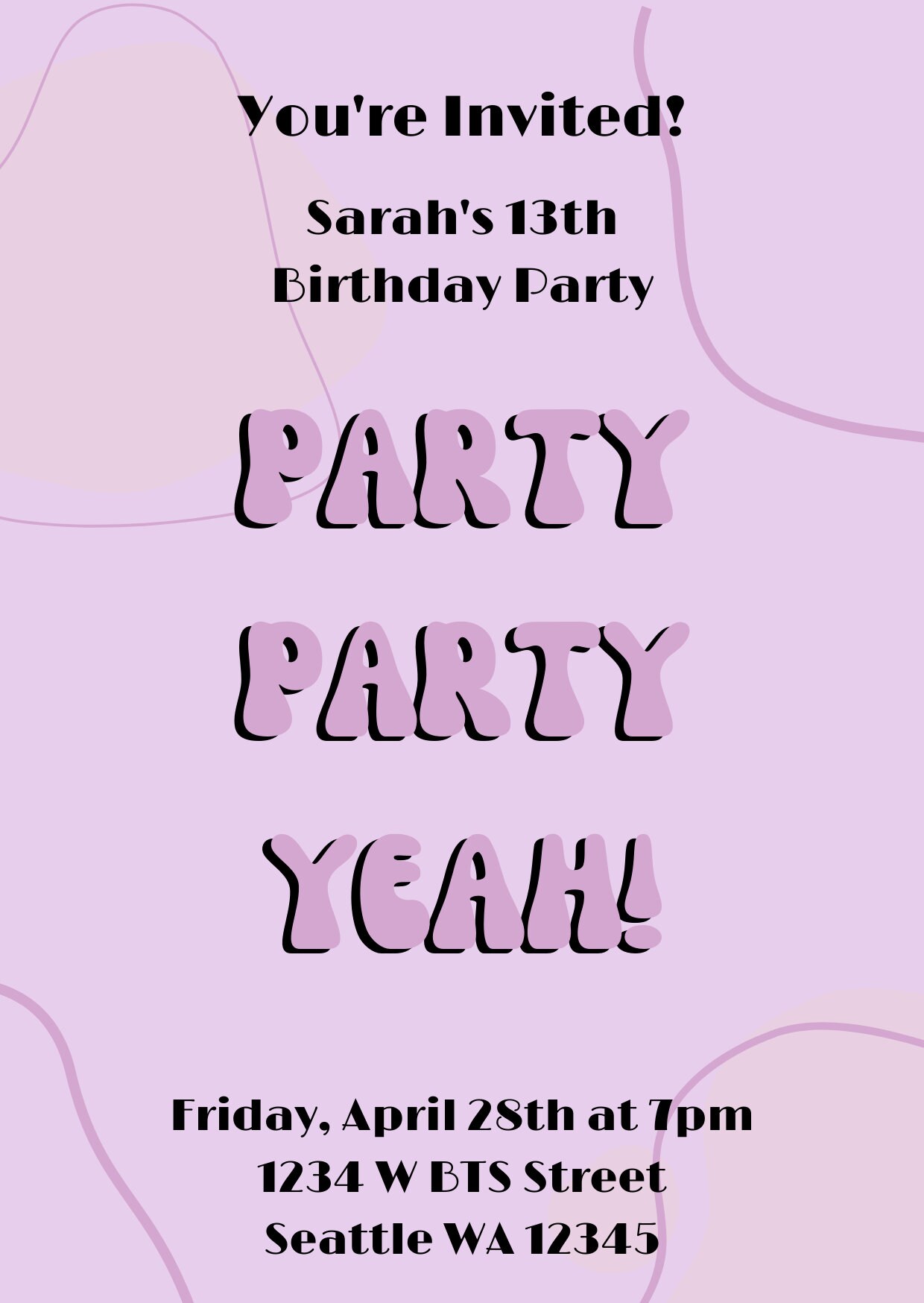 BTS Themed Digital Birthday Party Invitation Custom Printable