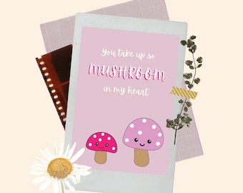 Cute Mushroom Card Digital Download | Mushroom Valentines Day Card | Punny Valentine