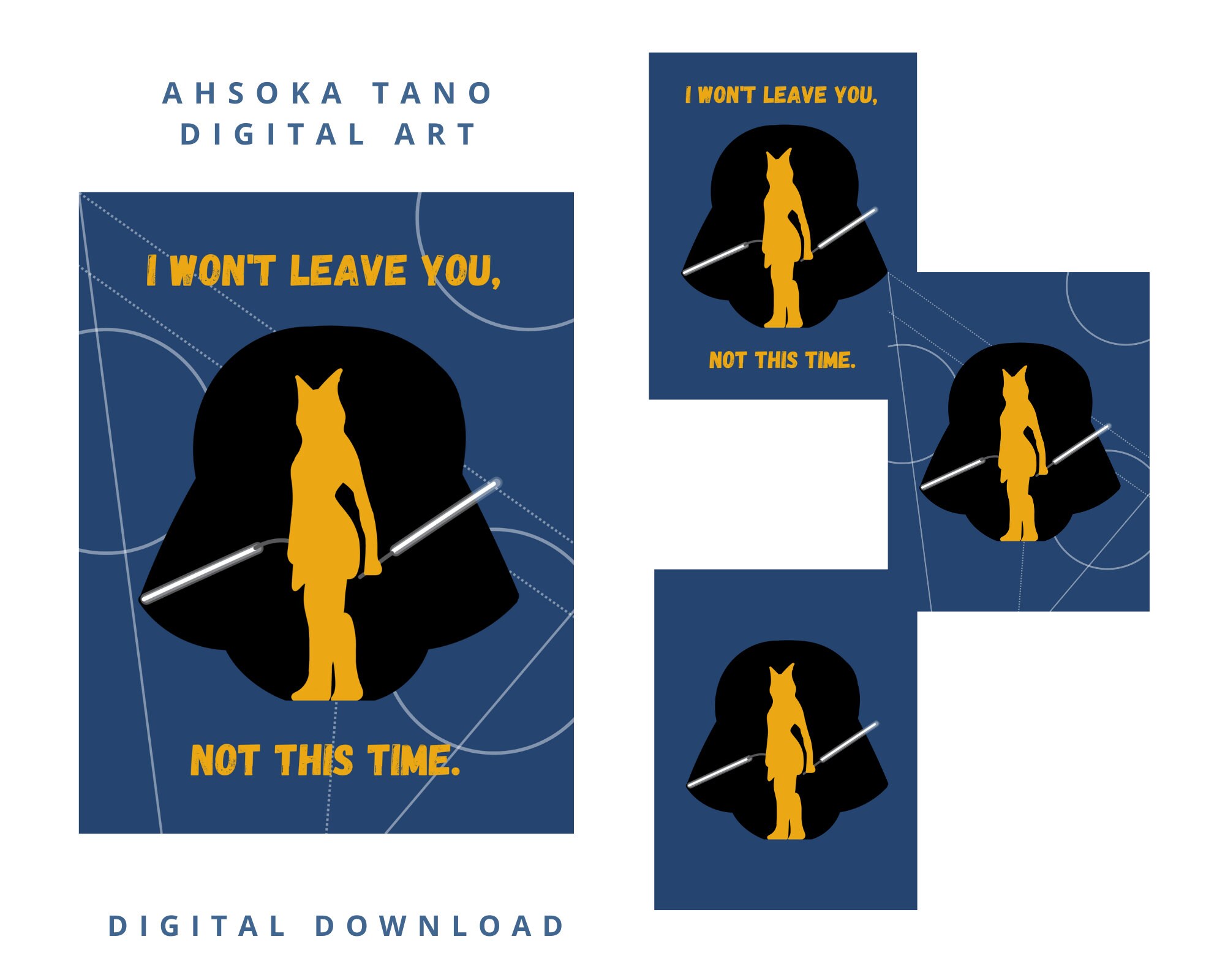 Ahsoka Tano Darth Vader Poster | Digital Download | Digital Prints Wall Art | Star Wars The Clone Wars Fan Art | Ahsoka & Anakin Skywalker