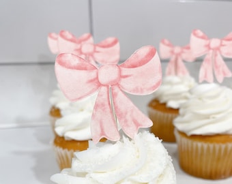 Bow theme cupcake topper