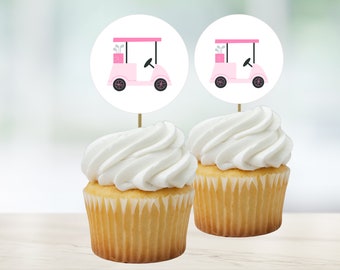 Adornos para cupcakes con temática de golf rosa