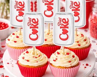 Diet Coke cupcake toppers