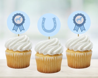 Horse Decorations Little Horse Cupcake Toppers Set Picks Equestrian Contest Theme Horse Racing Cowboy Happy Birthday Party Glitter Decoration Supplies - Set Of 18 Horse Cake Topper