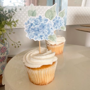 Hortensien Blumen Frühling Gartenparty Cupcake Toppers