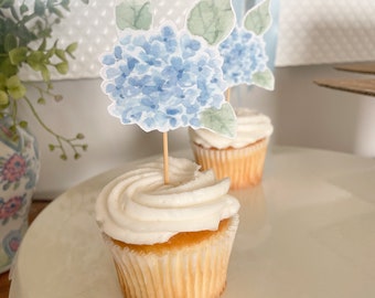 Hydrangea floral spring garden party  cupcake toppers