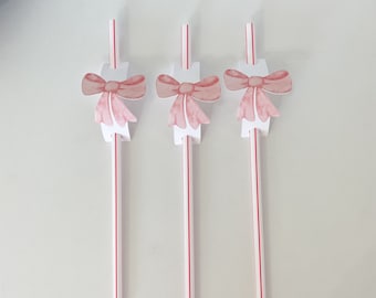 Custom Bow theme party straw topper