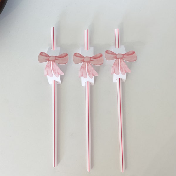 Custom Bow theme party straw topper