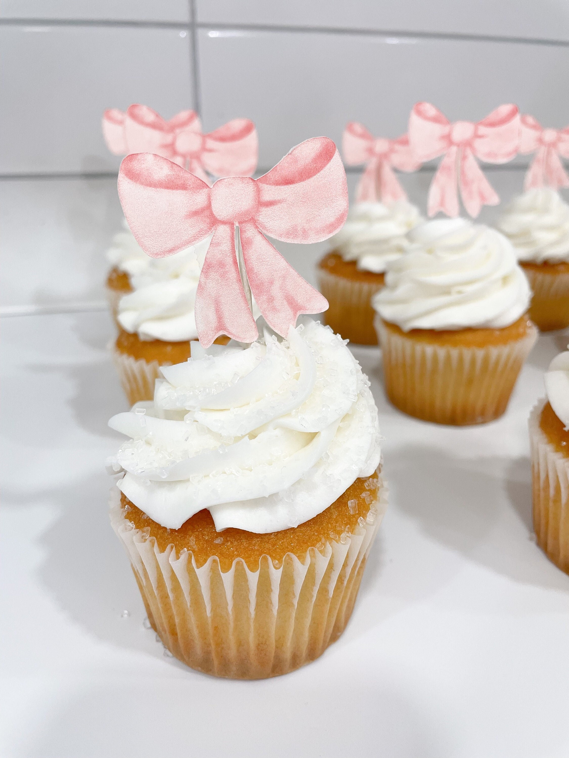 Bow Theme Cupcake Topper - Etsy