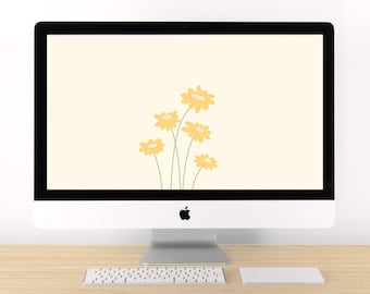 Ästhetisch Gelbe Daisy Blumen Tapete | Desktop Ipad Digital Tablet Bildschirmschoner Iphone Handy Hintergrund Bildschirmschoner