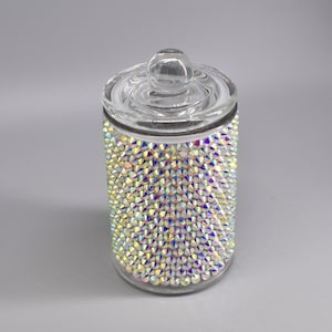 Bedazzled Rhinestone Glass Storage Jar With Lid
