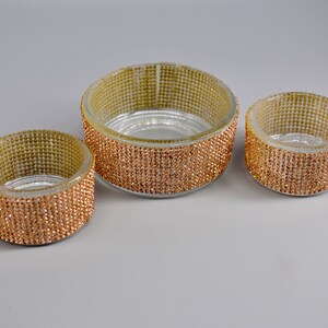 Bedazzled Gold Rhinestone Candle Holder Set of 3