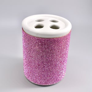 Luxury Pink AB Crystal Toothbrush Holder