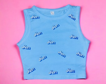 Girly Ken Blue Sleevless Racerback Crop Top