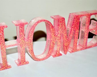 Pink Glitter “HOME” Home Decor