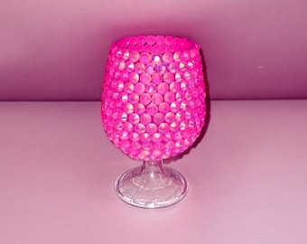 Bedazzled Rhinestone Mini Wine Glass (Multiple Color Options)