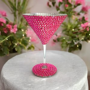 Bedazzled Rhinestone Martini Glass (Multiple Color Options)