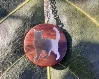 Handmade wooden cat pendant/cat necklace for women or girls