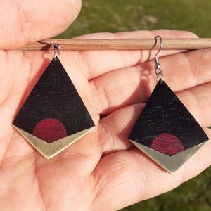 geometric wooden earrings for women handmade