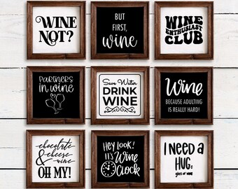 Wine Lovers Mini Sign Collection | Wine Decor Fun Gift for Wine Lovers Gift Idea for Wine Bar Decor Wine Wall Art Wine Gift for Home Gift