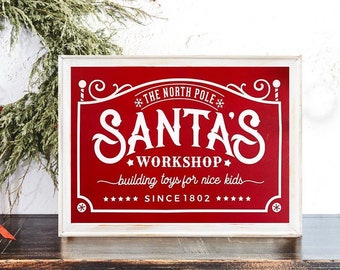Santa's Workshop Sign, Christmas Decor, Rustic Christmas Decor, Christmas Sign, Farmhouse Christmas, Rustic Christmas, Vintage Christmas