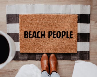 Beach People Doormat | Coastal Welcome Mat Beach House Decor Coastal Cottage Entryway Beach House Mat Housewarming Gift Coastal Decor