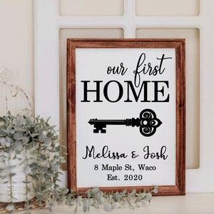 Our First Home Sign Housewarming Personalised Gift New Home Gift Wedding Gift Homeowners Gift Farmhouse Wall Decor Custom Sign for Home