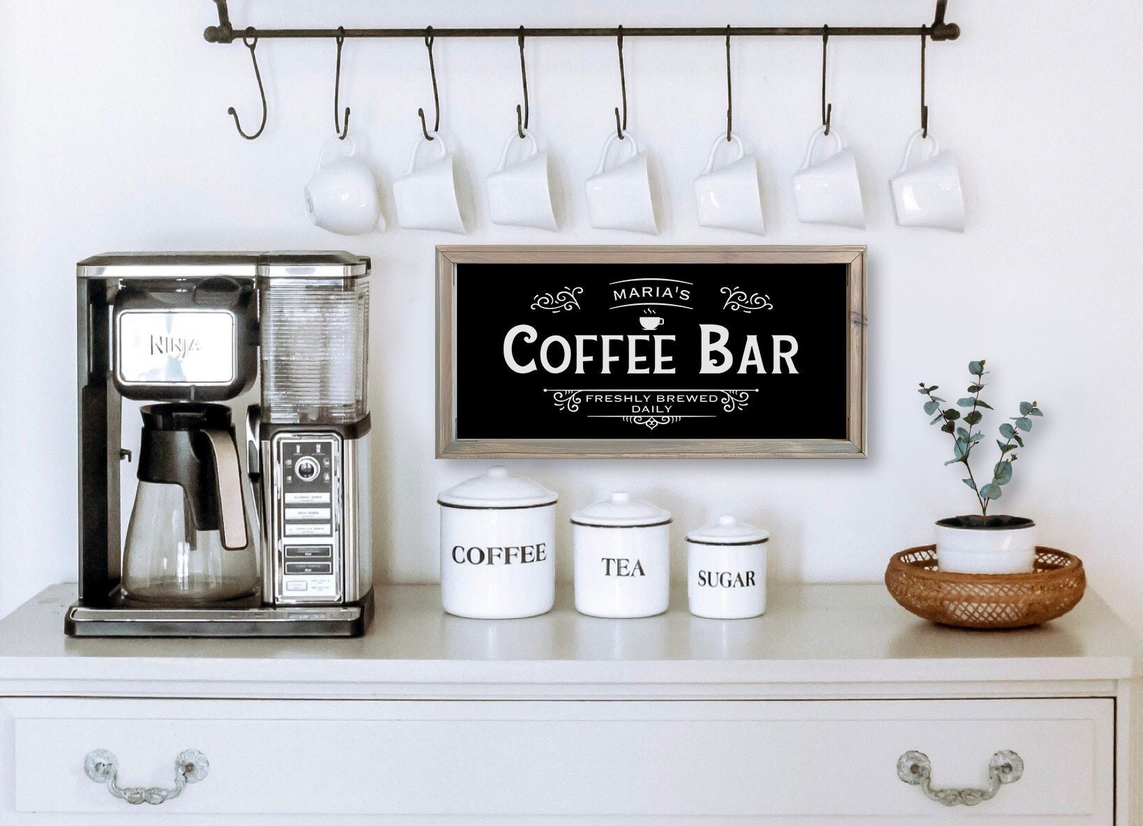 Coffee Bar Accessories and Organizer Countertop, Coffee Station Organizer  for Coffee Bar Decor, Coffee Table for Coffee Bar Organizer Desktop Printer