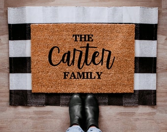 Family Name, Front Door Mat, Custom Doormat, Doormats Personalized, Family Gift, Housewarming Gift, Gift for the home, Gift for friends, Mat