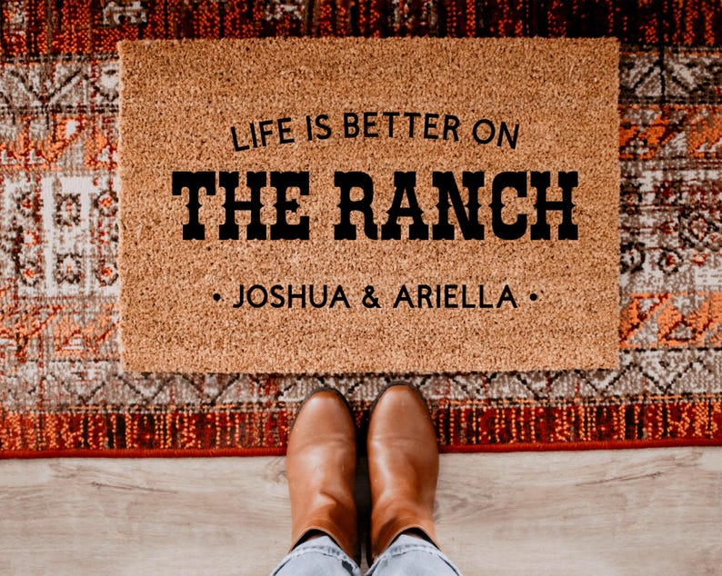 G Ranch Mat Life is Better on the Ranch Mat Newlyweds Gifts Ranch House Decor ...