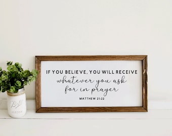 Matthew 21:22 Christian Wall Art Scripture Wall Art Framed Religious Gifts Religious Art Christian Gifts for Women Bible Verse Gift for Home