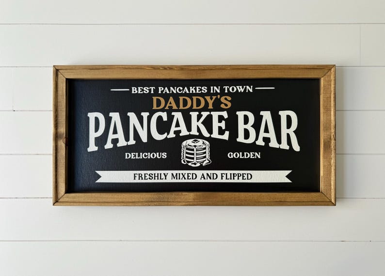 Personalized Pancake Bar Sign | Custom Kitchen Sign Rustic Breakfast ...