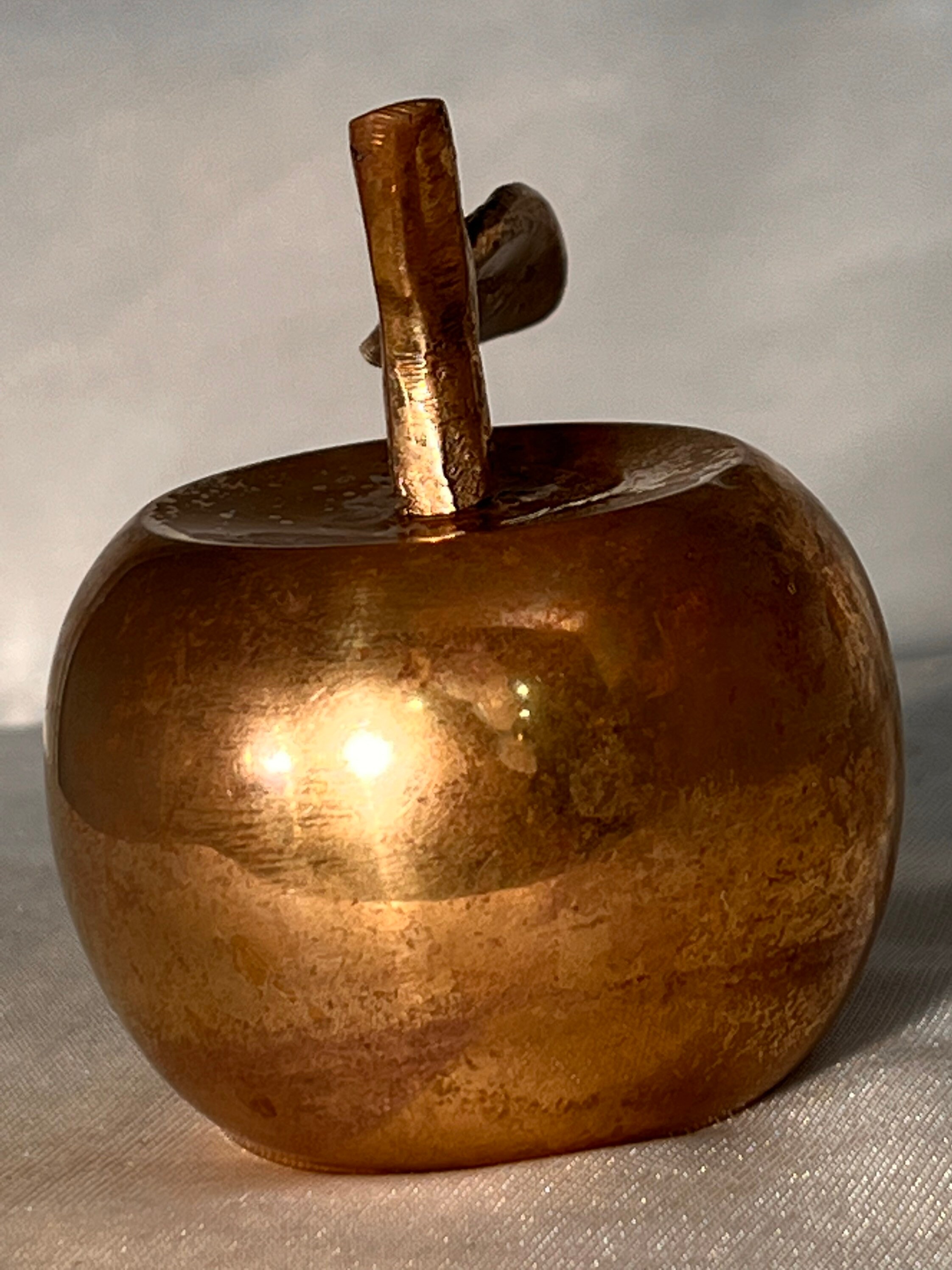 Details about   Brass 3" Tall Metal Apple Bell with Leaf Handle 