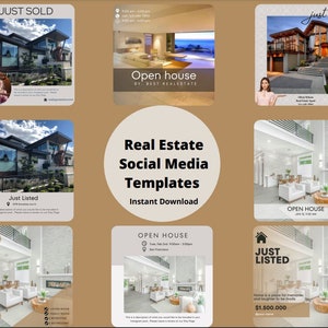 20 Modern Real Estate Posts, Real Estate Social Media,  Real Estate Instagram, Realtor Templates, Real Estate Social Media,