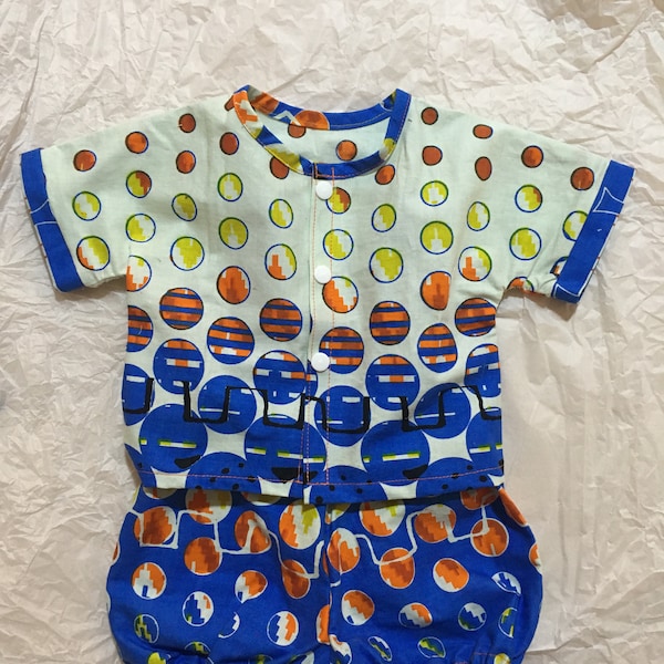 Ensemble Comoé chemise et bloomer bébé 3mois