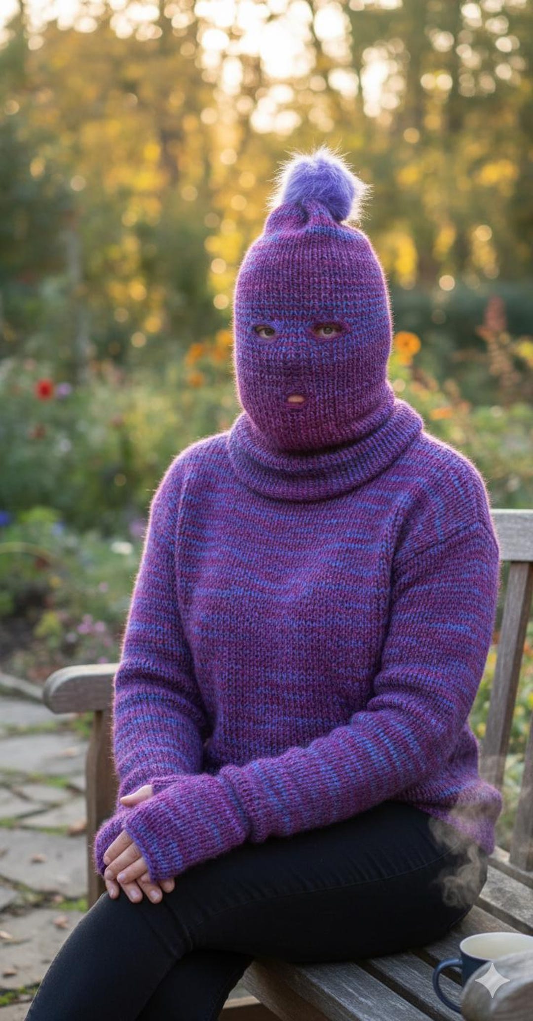 Ski Mask Balaclava 3 Hole Shades of Purple Thick Winter Hat  display picture 1